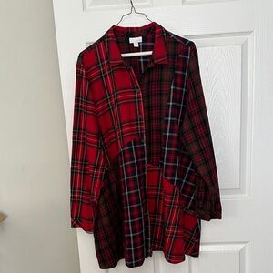 Loose fit J Jill multi plaid tunic with pockets
